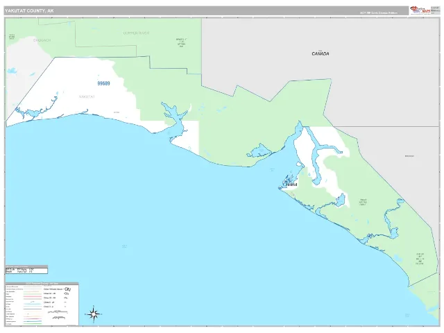 Yakutat County, AK ZIP Code Wall Map, Classic style