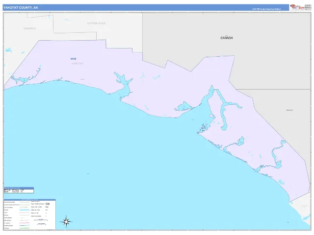 Yakutat County, AK ZIP Code Wall Map, ColorCast style