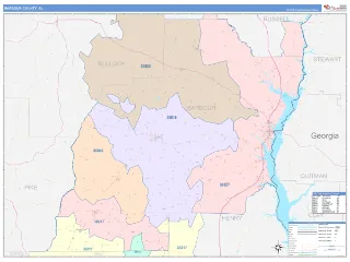 Barbour County, AL ColorCast style ZIP Code wall map