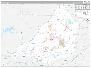 Blount County, AL Classic style ZIP Code wall map