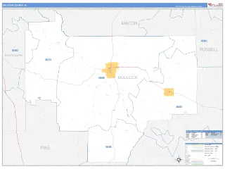 Bullock County, AL Business Reference style ZIP Code wall map