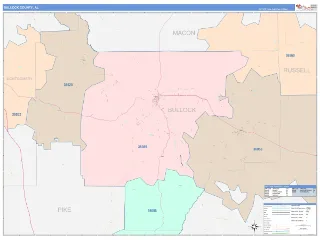 Bullock County, AL ColorCast style ZIP Code wall map