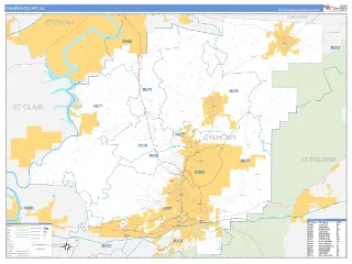 Calhoun County, AL Business Reference style ZIP Code wall map