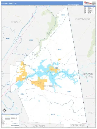 Cherokee County, AL Business Reference style ZIP Code wall map