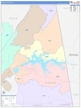 Cherokee County, AL ColorCast style ZIP Code wall map
