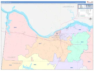 Colbert County, AL ColorCast style ZIP Code wall map
