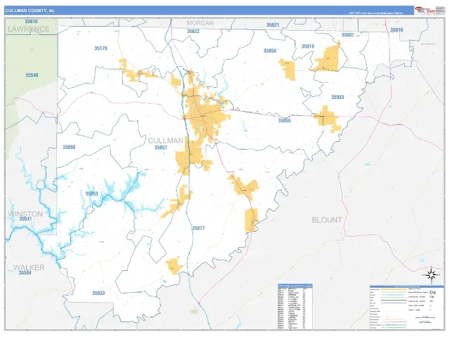 Cullman County, AL ZIP Code Wall Map, Business Reference style