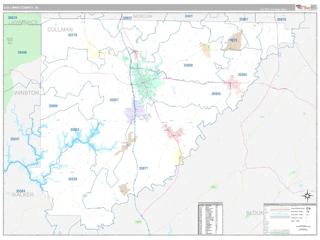 Cullman County, AL ZIP Code Wall Map, Classic style