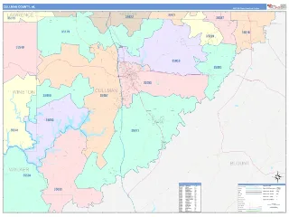 Cullman County, AL ColorCast style ZIP Code wall map
