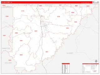 Cullman County, AL RedLine style ZIP Code wall map