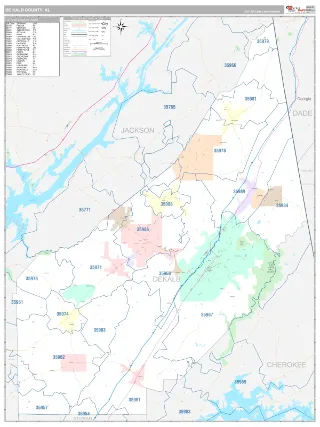 DeKalb County, AL Classic style ZIP Code wall map