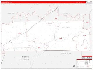 Escambia County, AL RedLine style ZIP Code wall map