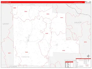Fayette County, AL RedLine style ZIP Code wall map