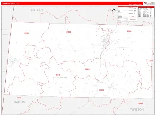 Franklin County, AL RedLine style ZIP Code wall map