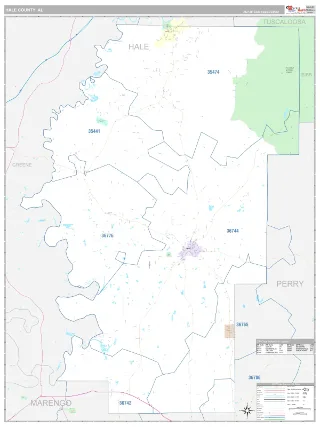 Hale County, AL Classic style ZIP Code wall map