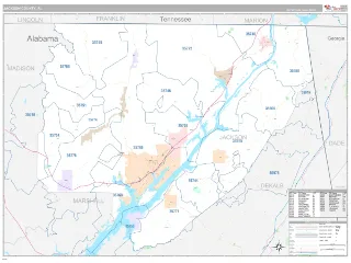 Jackson County, AL Classic style ZIP Code wall map