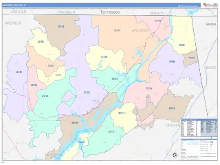 Jackson County, AL ColorCast style ZIP Code wall map