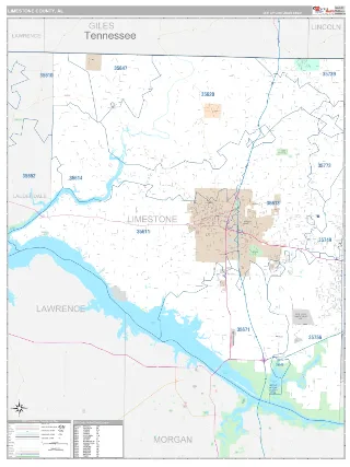 Limestone County, AL Classic style ZIP Code wall map