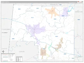 Marion County, AL Classic style ZIP Code wall map