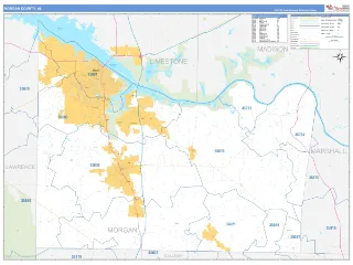 Morgan County, AL Business Reference style ZIP Code wall map
