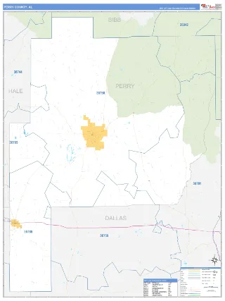 Perry County, AL Business Reference style ZIP Code wall map
