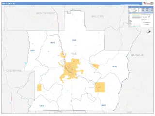 Pike County, AL Business Reference style ZIP Code wall map