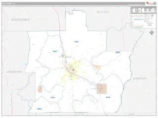 Pike County, AL Classic style ZIP Code wall map