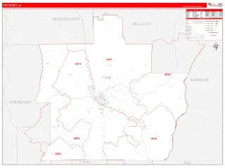 Pike County, AL RedLine style ZIP Code wall map