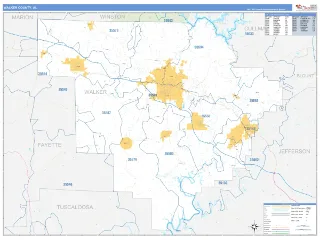 Walker County, AL Business Reference style ZIP Code wall map