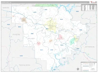 Walker County, AL Classic style ZIP Code wall map