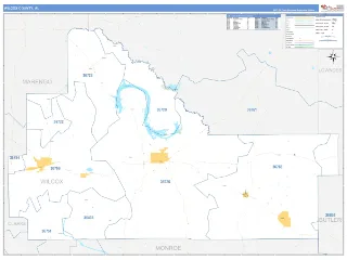 Wilcox County, AL Business Reference style ZIP Code wall map
