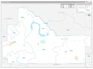 Wilcox County, AL Classic style ZIP Code wall map
