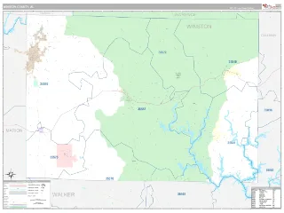 Winston County, AL Classic style ZIP Code wall map