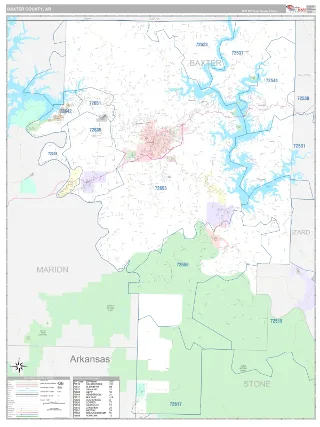 Baxter County, AR Classic style ZIP Code wall map