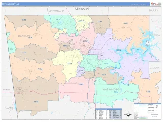 Benton County, AR ColorCast style ZIP Code wall map