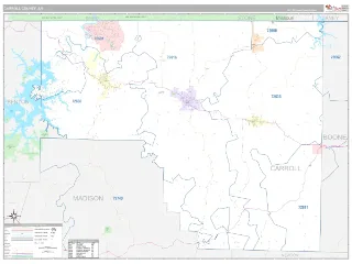 Carroll County, AR Classic style ZIP Code wall map