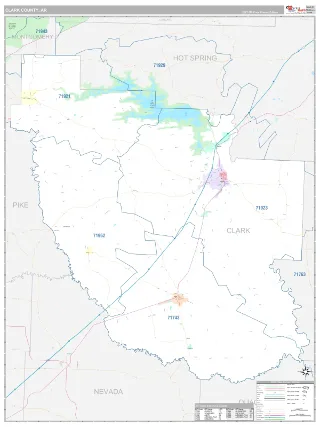 Clark County, AR Classic style ZIP Code wall map