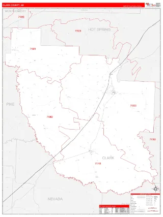 Clark County, AR RedLine style ZIP Code wall map