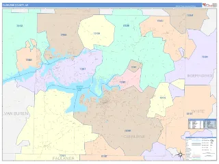 Cleburne County, AR ColorCast style ZIP Code wall map