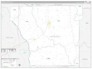 Cleveland County, AR Classic style ZIP Code wall map