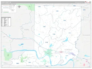 Conway County, AR Classic style ZIP Code wall map