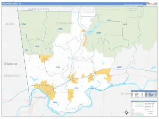 Crawford County, AR Business Reference style ZIP Code wall map