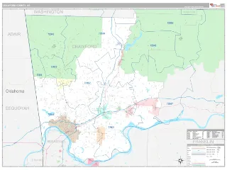 Crawford County, AR Classic style ZIP Code wall map