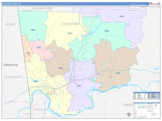 Crawford County, AR ColorCast style ZIP Code wall map