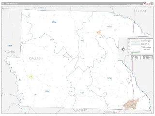 Dallas County, AR Classic style ZIP Code wall map