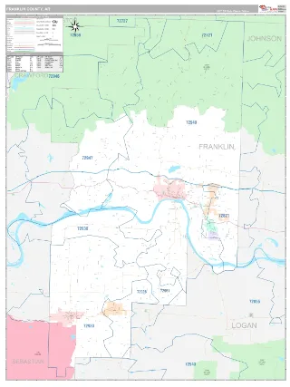 Franklin County, AR Classic style ZIP Code wall map