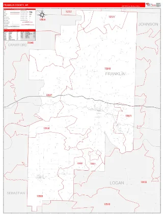 Franklin County, AR RedLine style ZIP Code wall map