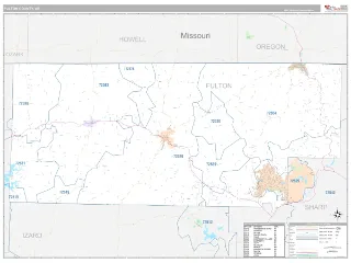 Fulton County, AR Classic style ZIP Code wall map