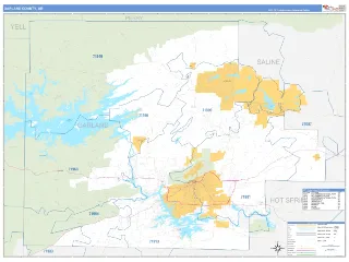 Garland County, AR Business Reference style ZIP Code wall map