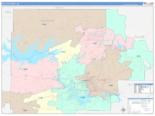Garland County, AR ColorCast style ZIP Code wall map